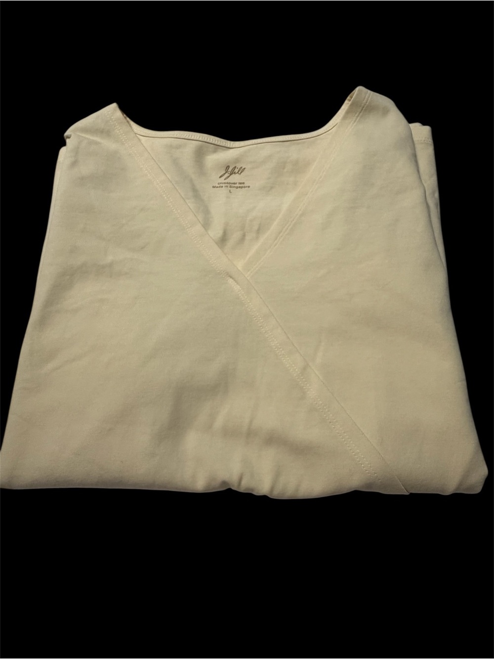 J. Jill Supersoft Crossover V-Neck 3/4 Sleeve Top – Cream